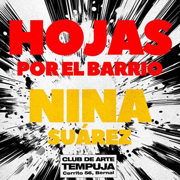 Flyer de Hojas por el Barrio, Nina Suárez