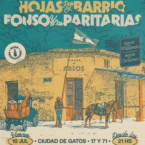 Flyer de Hojas por el Barrio, Fonso y Las Paritarias