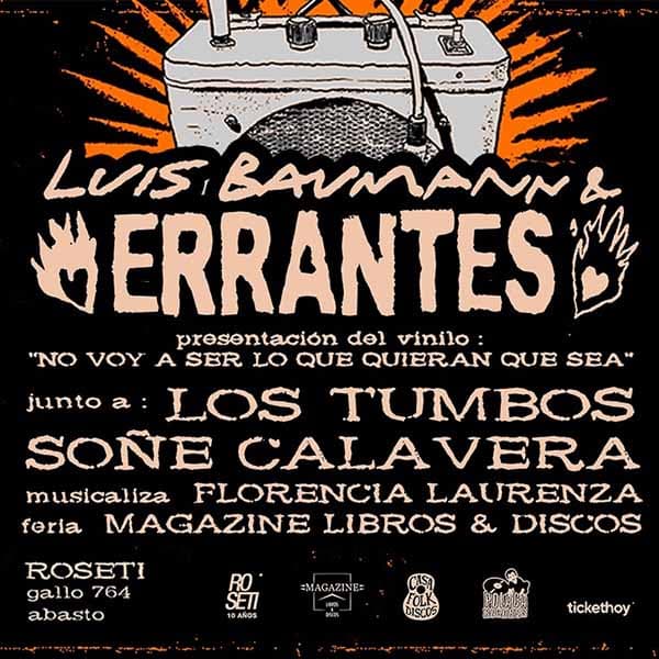 Flyer de Luis Baumann & Errantes, Los Tumbos, Soñé Calavera
